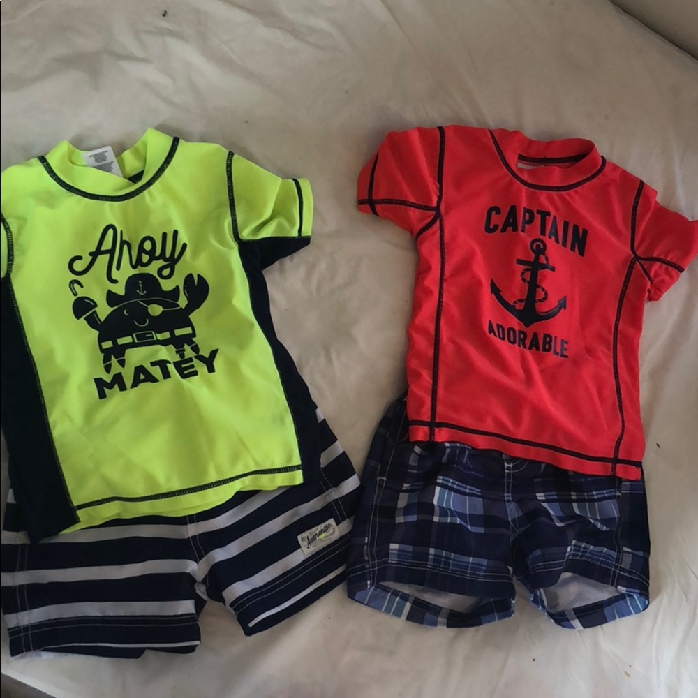 2 Carters Boy swim outfits